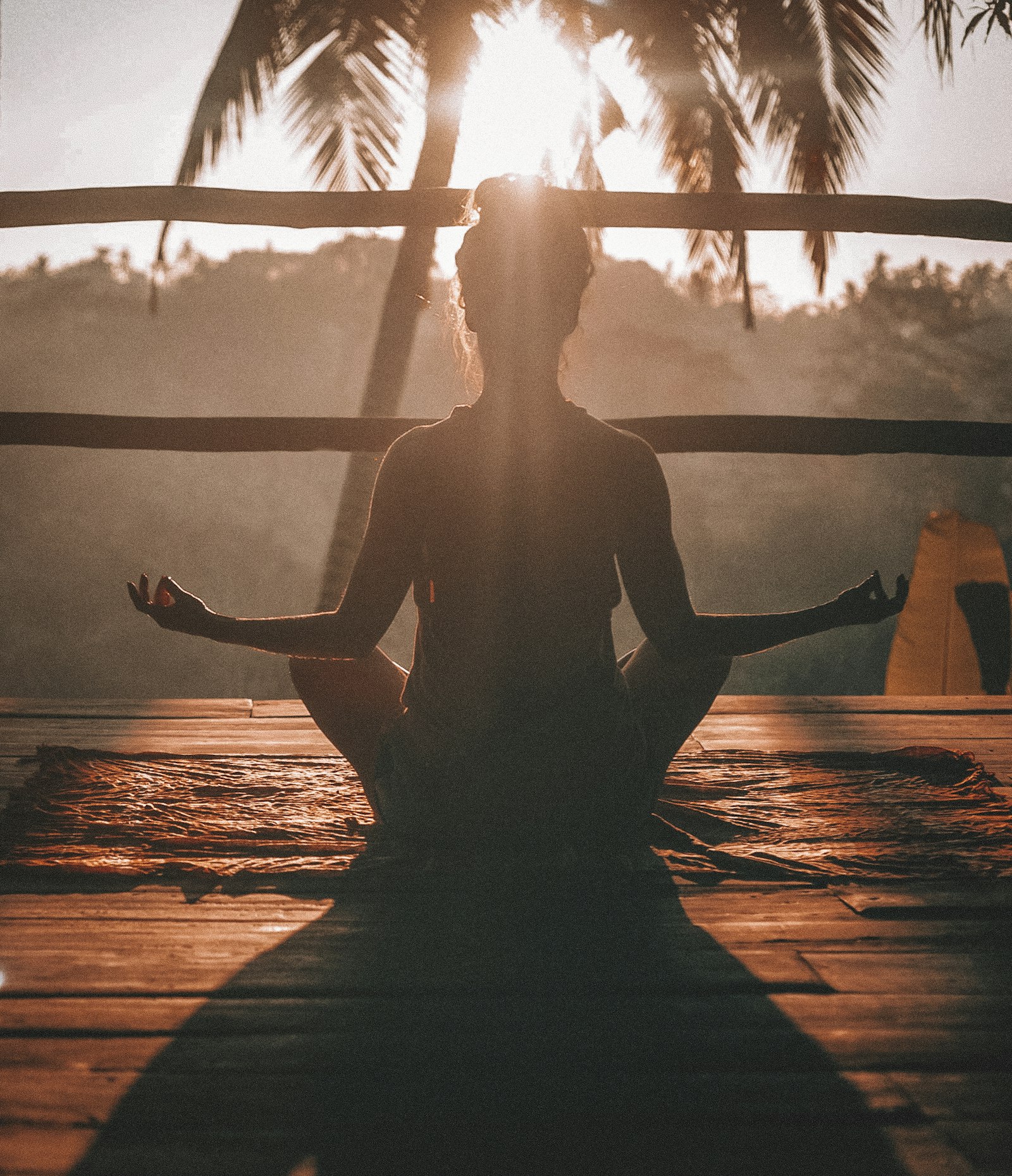 Person seated in a calm outdoor setting